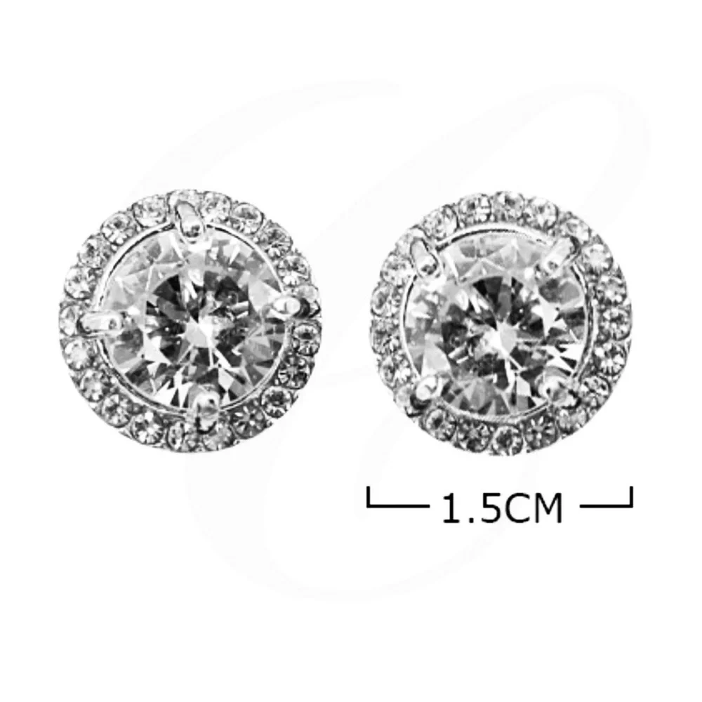 Cubic Zirconia Silver Stud Lux Earrings NEW - Picture 3 of 8